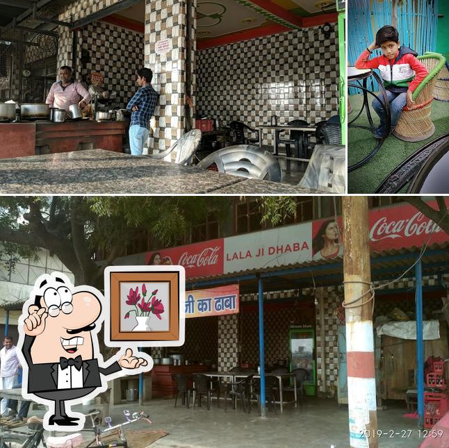 Check out the photo showing interior and exterior at Lala Ka Dhaba