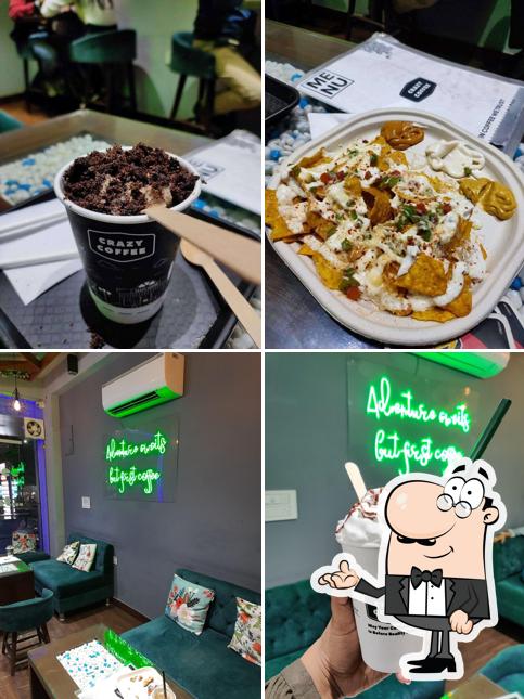 This is the picture showing interior and food at Crazy Coffee
