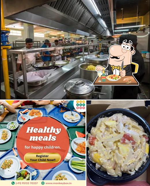 Check out the photo showing food and interior at MonkeyBox