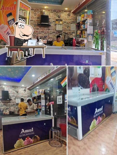 The interior of Mehrotra Amul Parlour