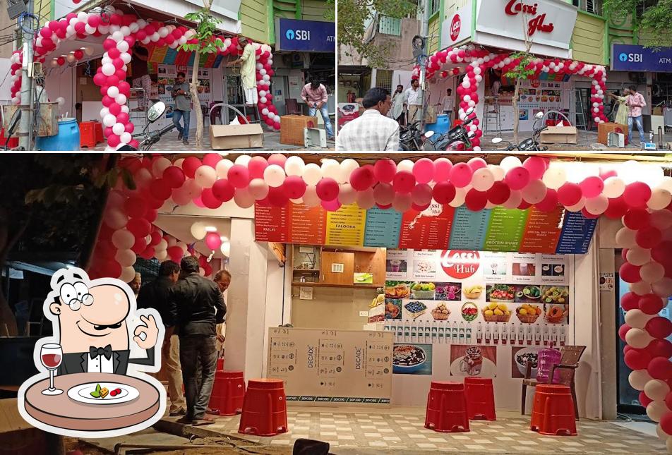 The picture of food and exterior at maharaja chat center