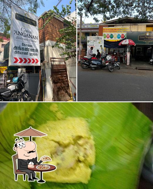 This is the photo displaying exterior and food at Covai ANGANAN Biriyani House