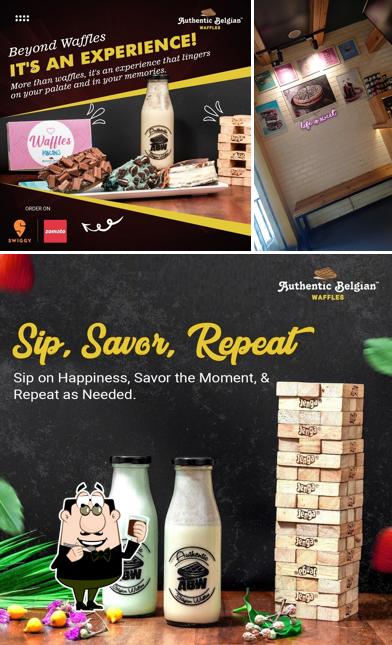 Enjoy a drink at Authentic Belgian waffles