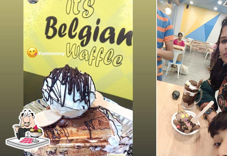 Belgian Waffle Factory Whitefield serves a range of desserts