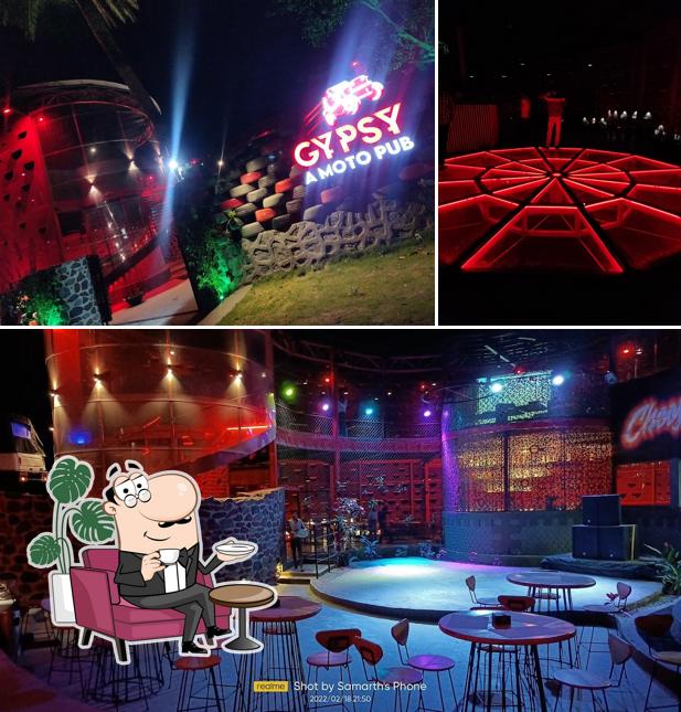 Take a seat at one of the tables at GYPSY A MOTO PUB