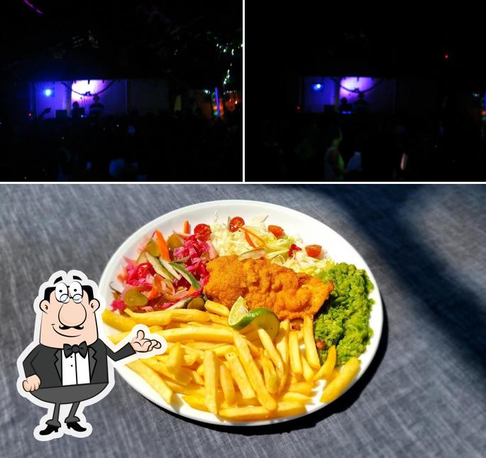 Check out the photo displaying interior and food at Alpha Club