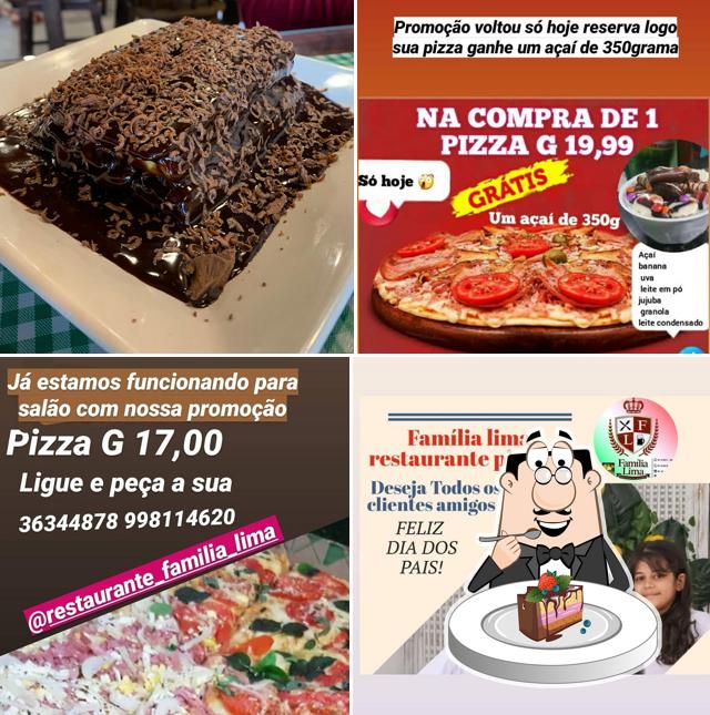 Bolo de chocolate em Familia Lima Restaurante e Pizzaria