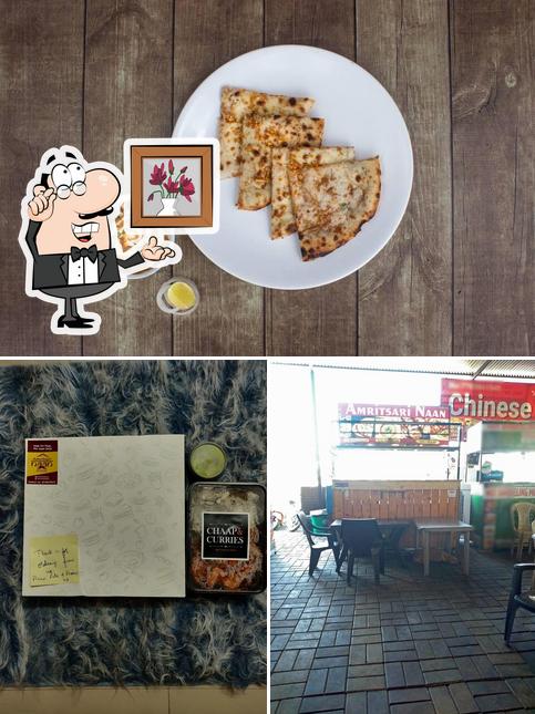This is the image depicting interior and food at Amritsari Naan House