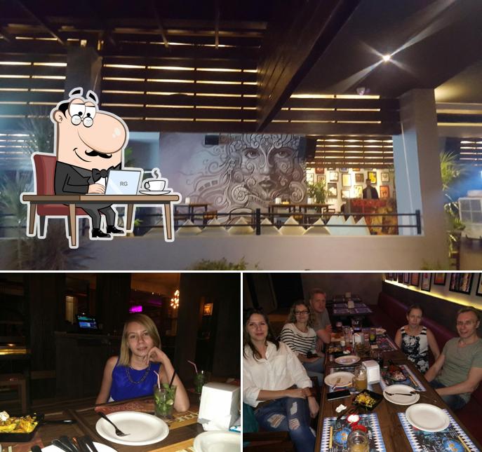 The image of interior and food at Vapour Brewpub