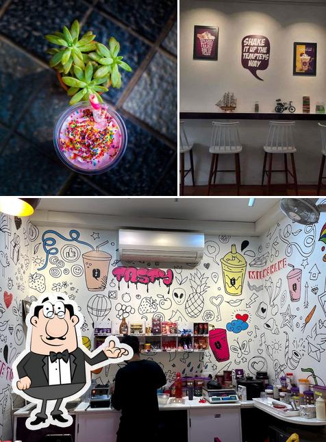 The restaurant's interior and food