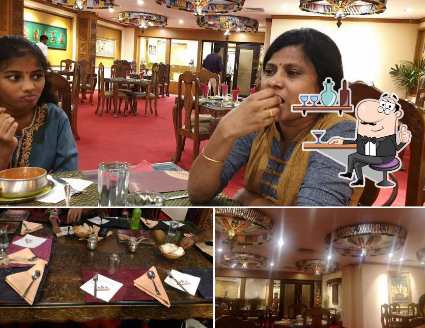 The interior of Annalakshmi Restaurant
