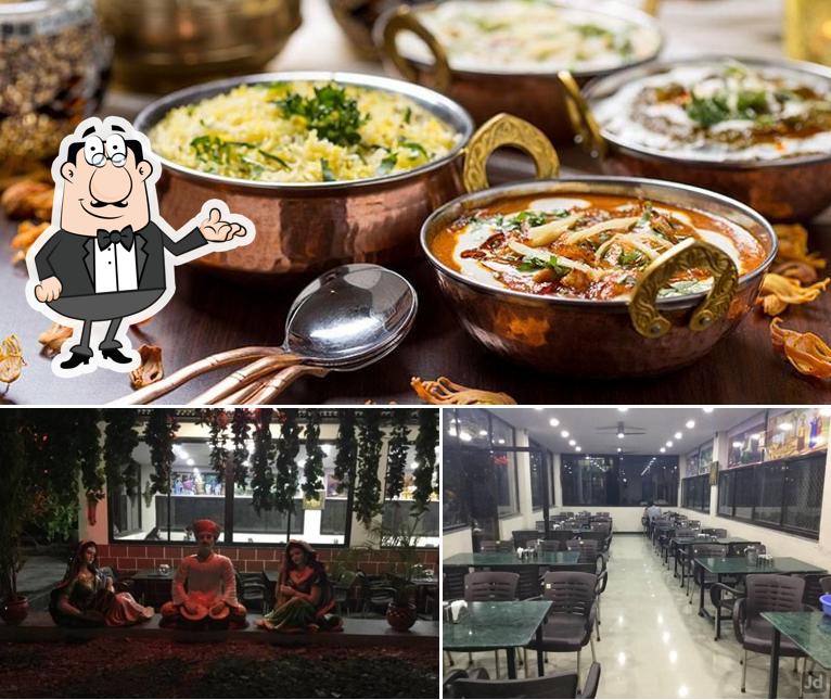 The restaurant's interior and food