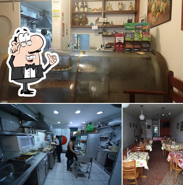 Sente em uma das mesas no Fiorana