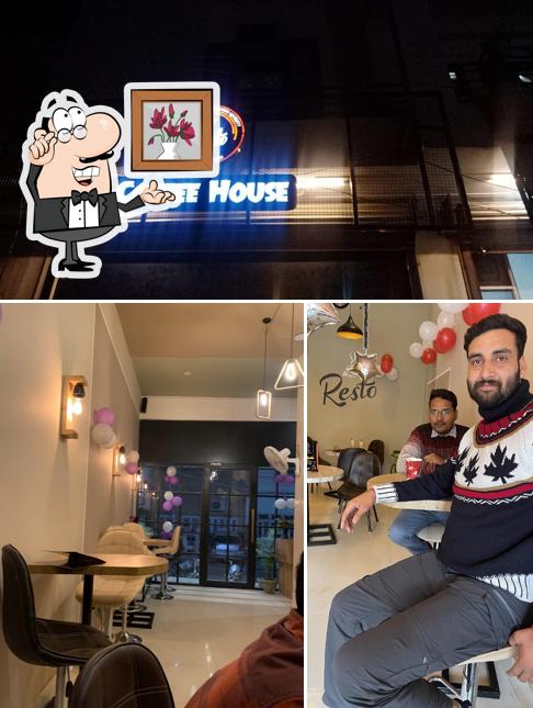 Among different things one can find interior and exterior at Resto coffee house