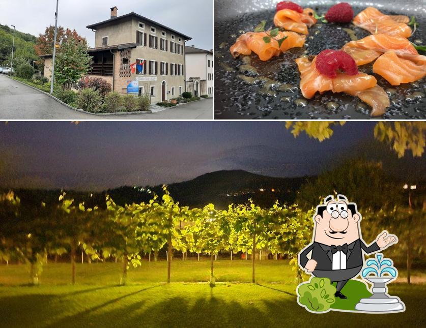 Questa è la immagine che mostra la esterno e cibo di Vecchia Osteria Seseglio