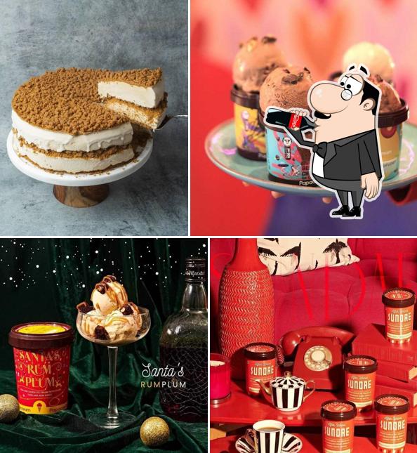 Take a look at the photo showing drink and food at Papacream