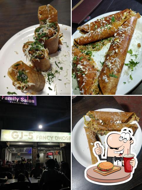 Get a burger at GJ-5 Fancy Dhosa