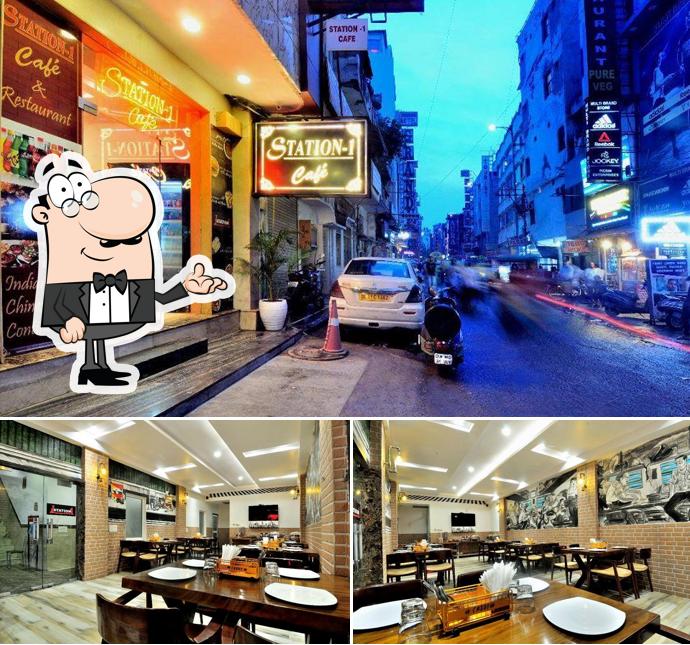 The image of interior and exterior at Station-1 Cafe