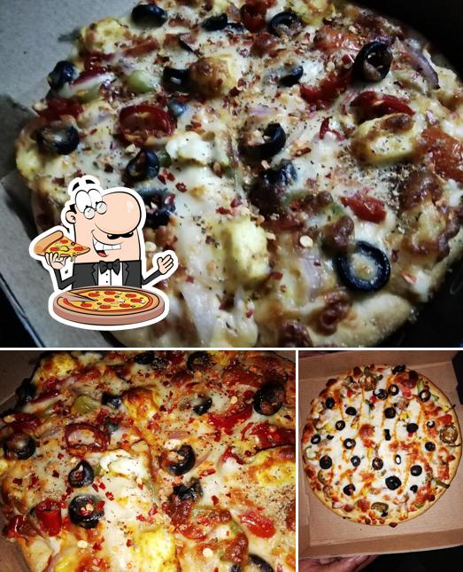 Pick pizza at Food world restaurant