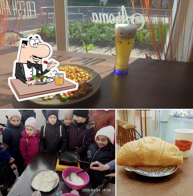 Voici l’image indiquant la nourriture et table à manger sur Kafe "Olya-Lya"