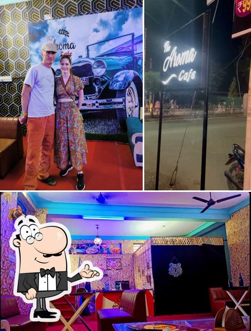 This is the picture showing interior and exterior at The Aroma Cafe