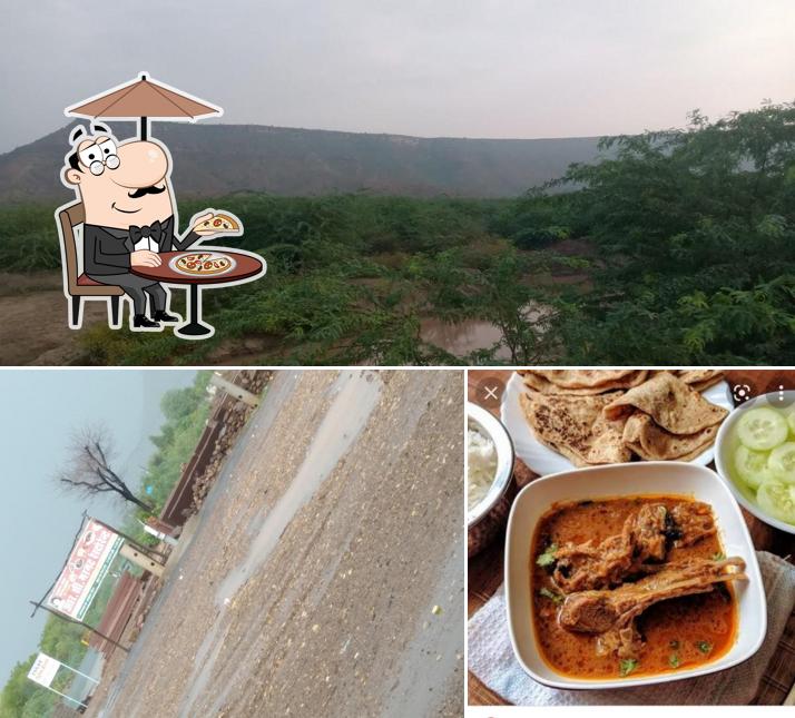 This is the picture displaying exterior and food at R.S Ravi Shankar marmat restaurant