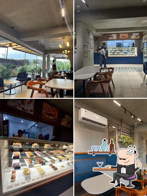 The interior of ROLUSH cafe pastries Taliparamba