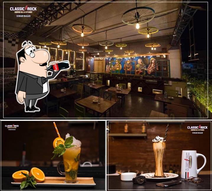 Among different things one can find drink and interior at Classic Rock Coffee Co