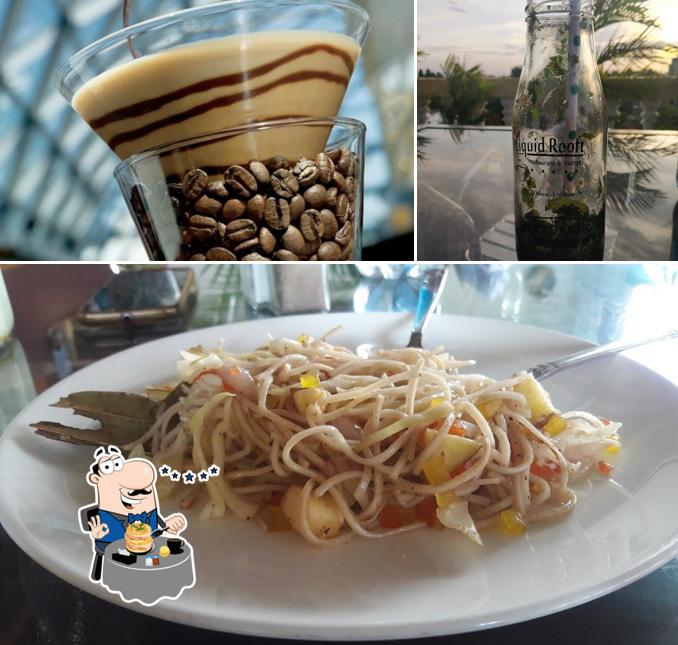 This is the picture showing food and beer at The Roof Restaurant
