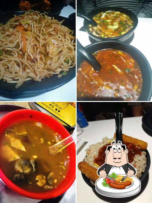 Meals at wok on fire