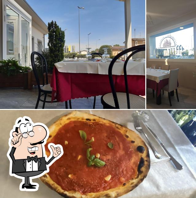 Questa è la immagine che mostra la interni e cibo di Ristorante pizzeria Milano