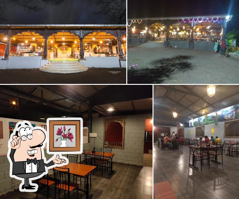 This is the image depicting interior and exterior at Maharaj Dhaba Hotel
