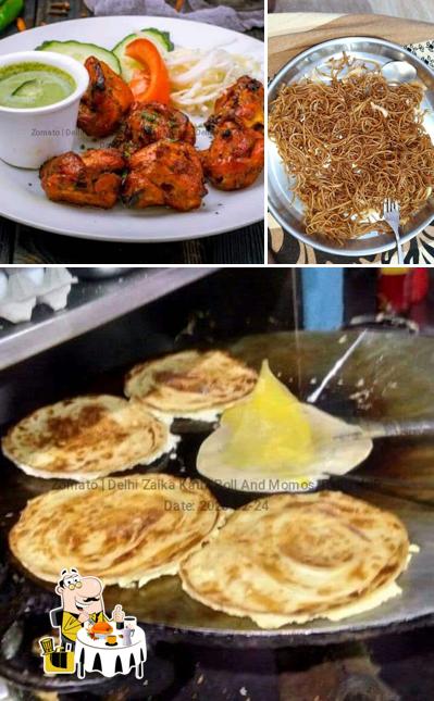 Food at Delhi Zaika Kathi Rolls Momos