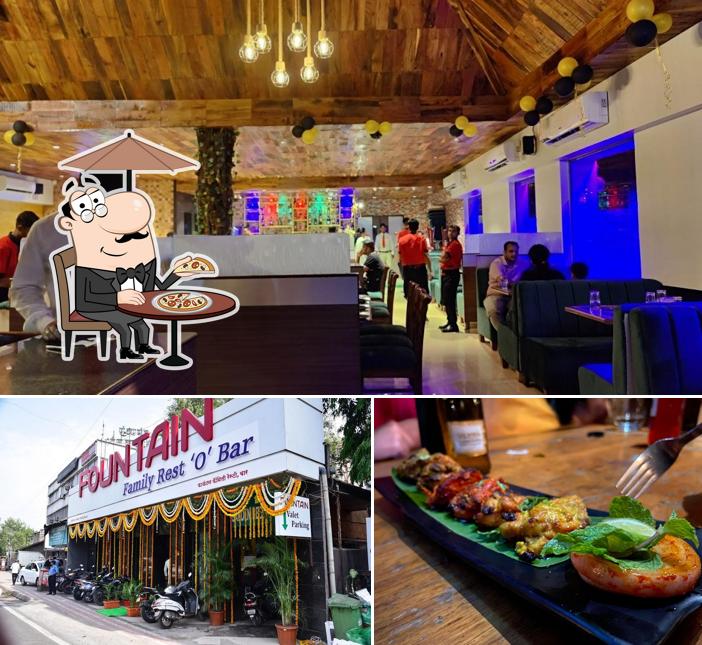 The photo of exterior and burger at Fountain Family Rest O Bar
