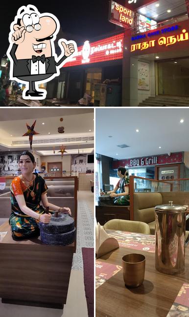 The interior of Dindigul Thalappakatti Restaurant