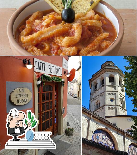 Questa è la immagine che mostra la esterno e cibo di Trattoria Il Borgo