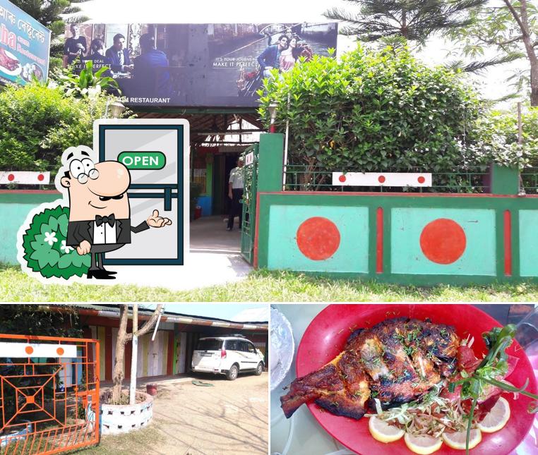 Among various things one can find exterior and food at Golbari Dhaba