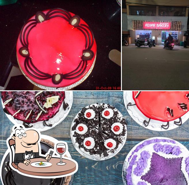 This is the picture displaying food and exterior at Adyar Bakery