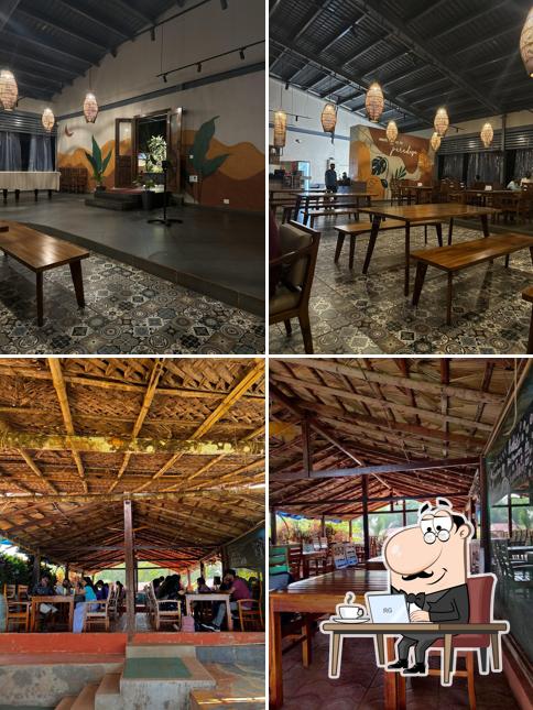 Take a seat at one of the tables at Mantra Cafe