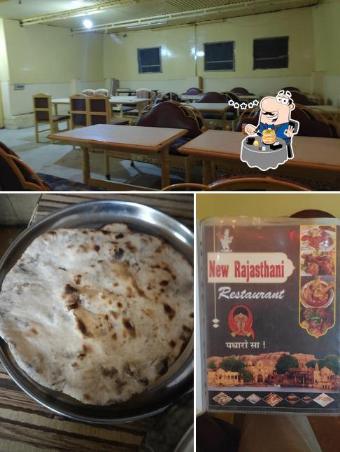 This is the image displaying food and interior at New Rajasthani Restaurant Jaisalmer