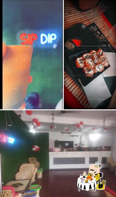 This is the picture displaying food and interior at Simply upgraded Sip dip