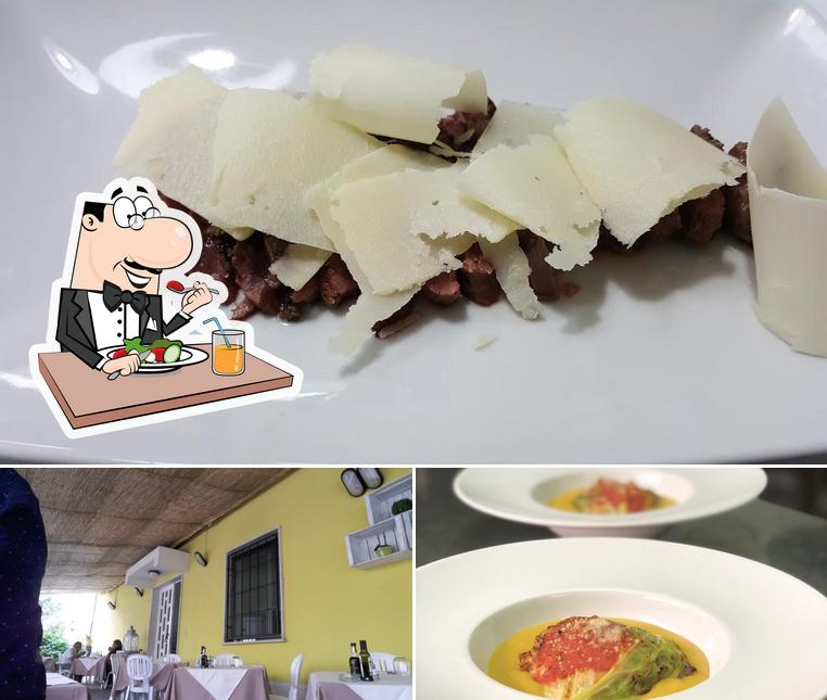 Tra le diverse cose da Ristorante Pizzeria Pane e Olio si possono trovare la cibo e interni
