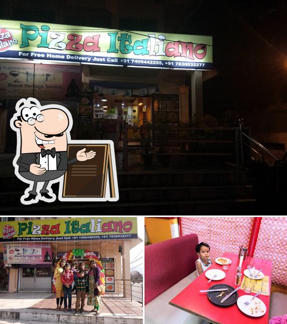 The restaurant's exterior and dining table