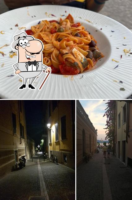 La esterno e cibo del ristorante