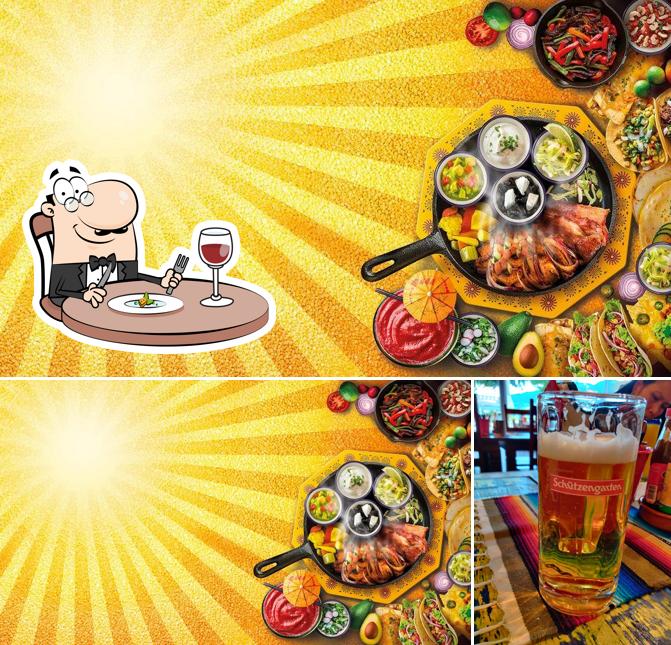 Questa è la foto che raffigura la cibo e birra di Tres Amigos