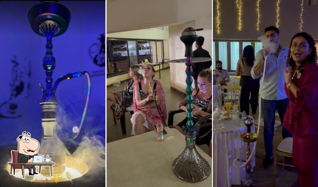 Take a seat at one of the tables at Goan Hookah House