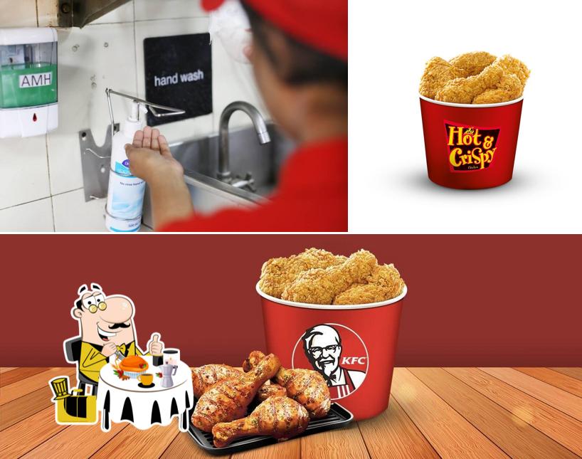 Among different things one can find food and beverage at KFC