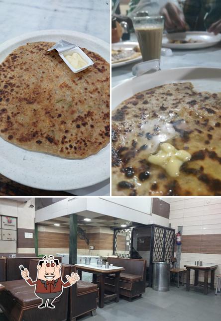 Take a look at the image displaying food and interior at Malik Vaishno Dhaba