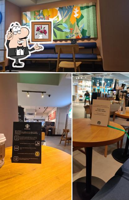 The interior of Starbucks