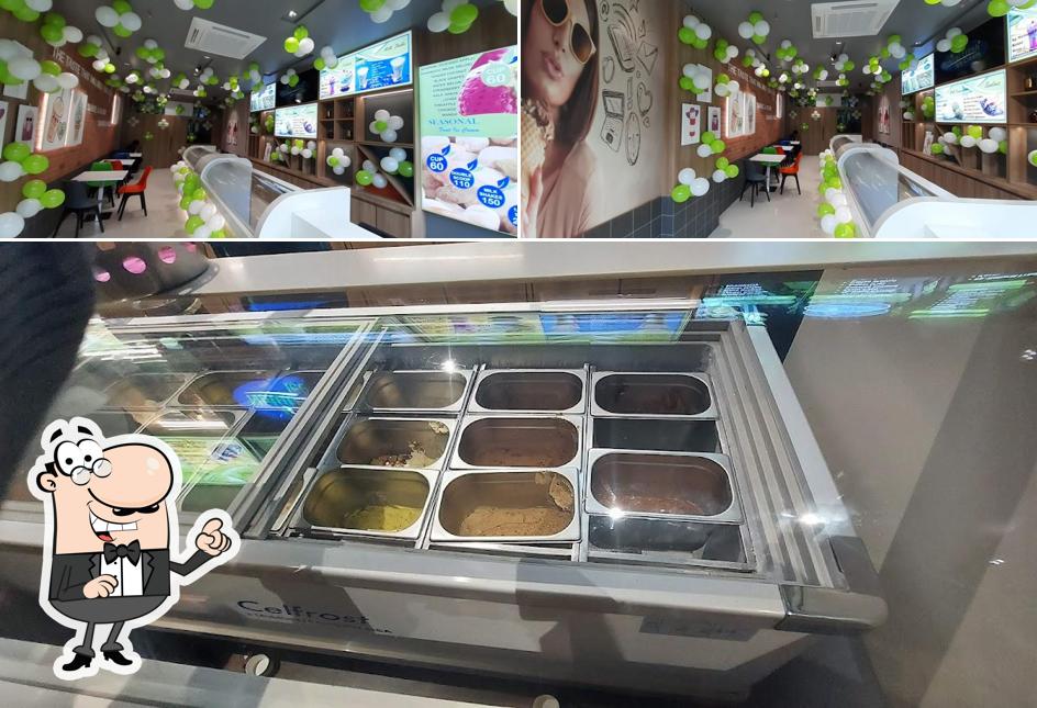 Take a seat at one of the tables at Natural Fresh Ice Cream